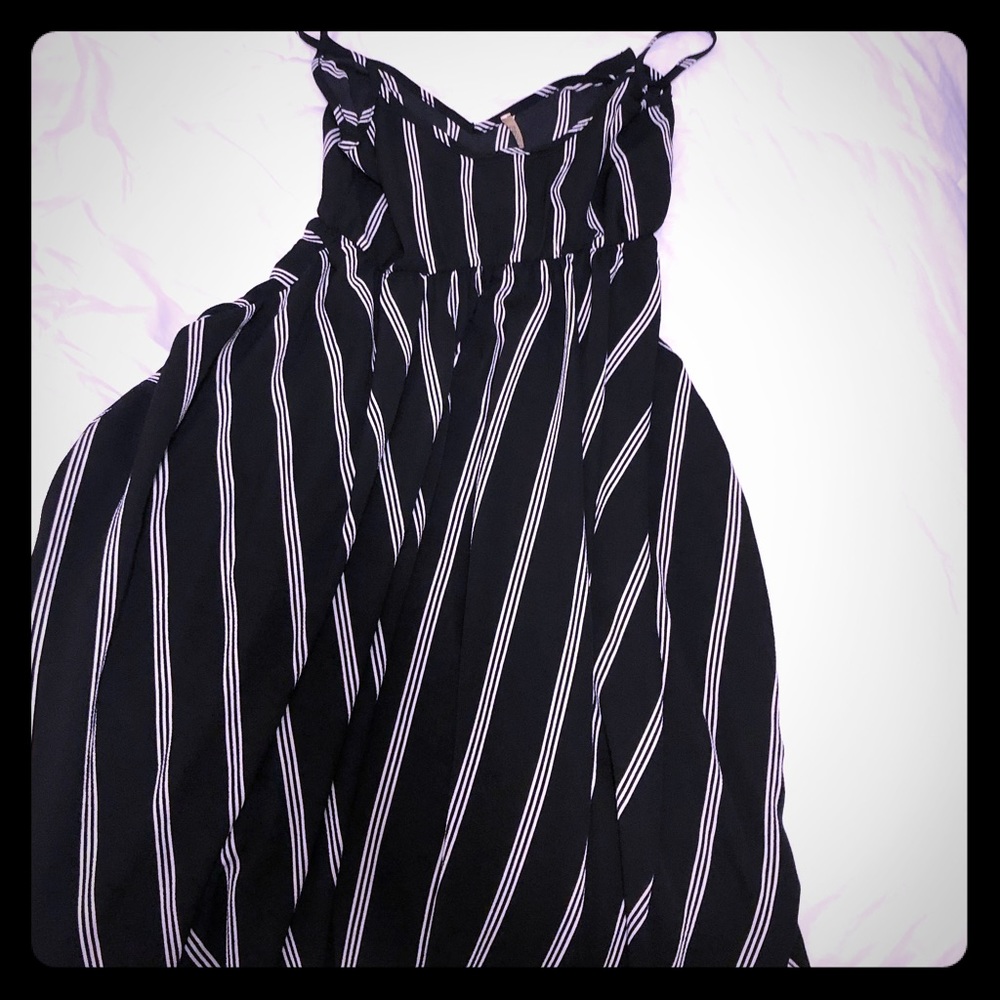 Black and white stripe jumpsuit